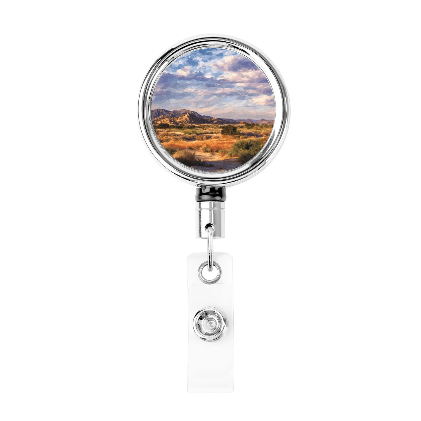 "Desert Sky" Creative Retractable Badge Reel | Showcasing Desert Landscape and Colorful Sky, Highly Artistic