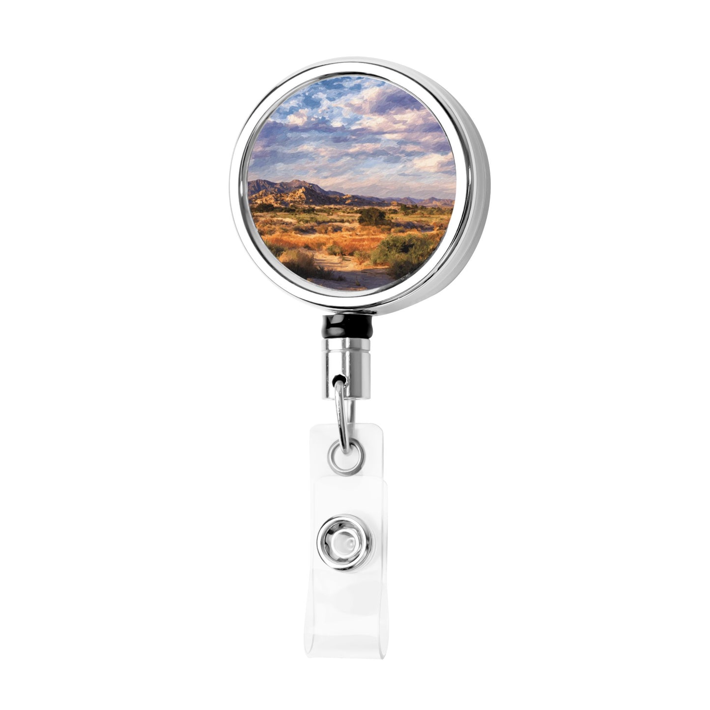 "Desert Sky" Creative Retractable Badge Reel | Showcasing Desert Landscape and Colorful Sky, Highly Artistic