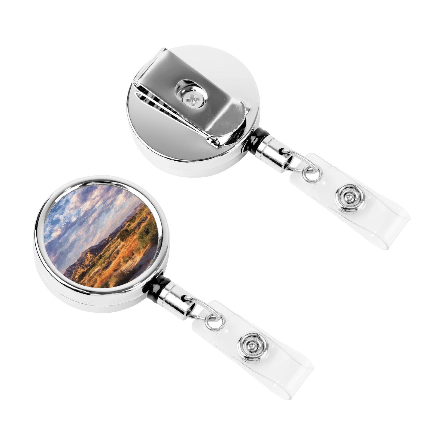 "Desert Sky" Creative Retractable Badge Reel | Showcasing Desert Landscape and Colorful Sky, Highly Artistic