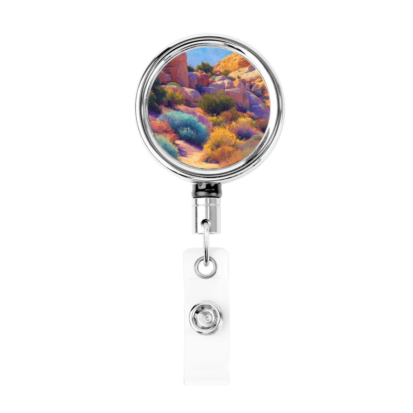 "Desert Beauty" Creative Retractable Badge Reel | Unique and Artistic Desert Landscape Design, Functional and Stylish