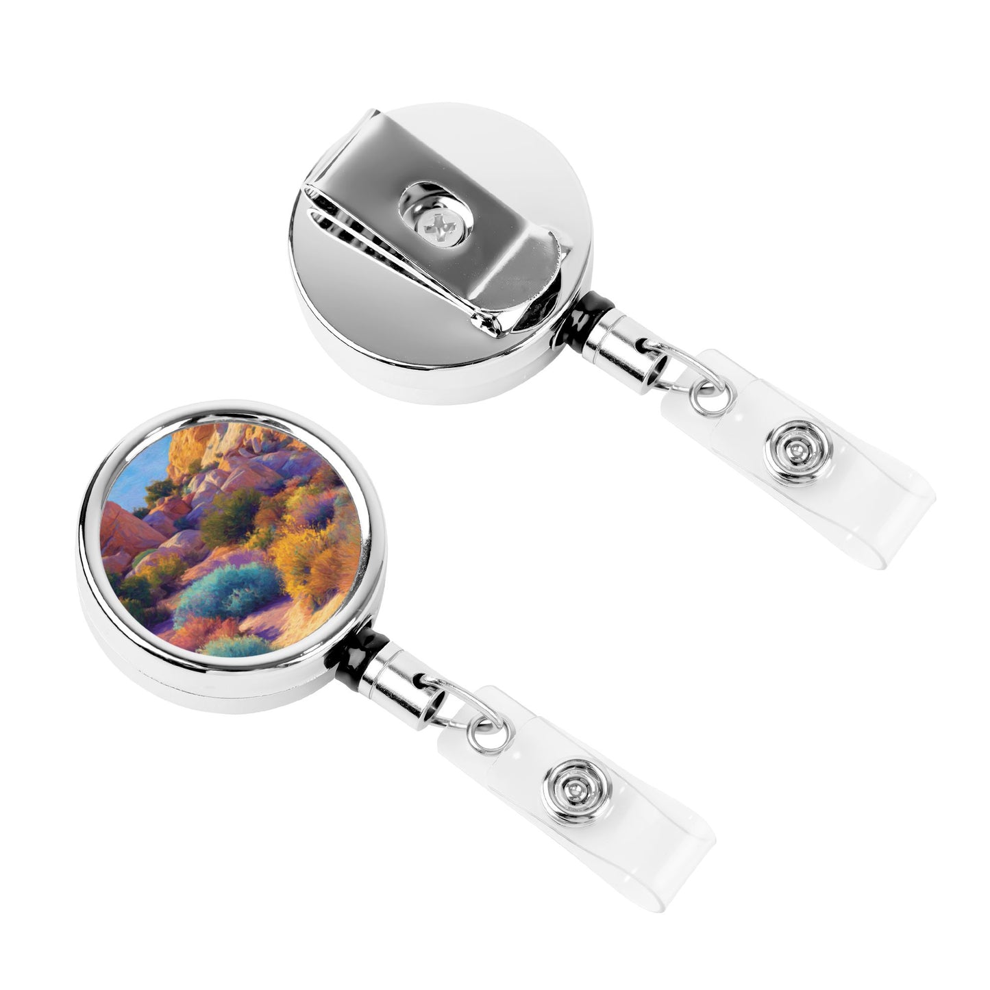 "Desert Beauty" Creative Retractable Badge Reel | Unique and Artistic Desert Landscape Design, Functional and Stylish