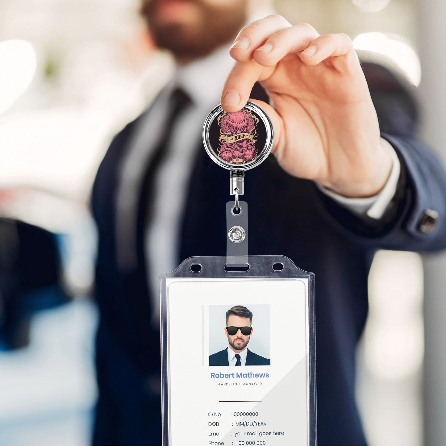 "Ocean King" Creative Retractable Badge Reel | Unique Illustration Design, Stylish and Practical