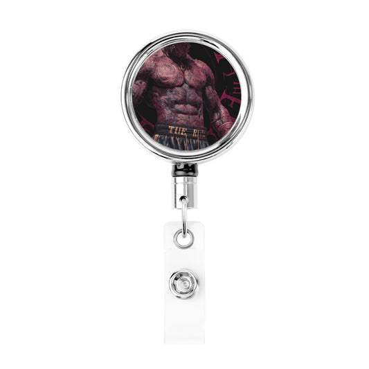 "Power and Glory" Creative Retractable Badge Reel | Strong Tattoo Illustration, Showcasing Unyielding Spirit and Strength