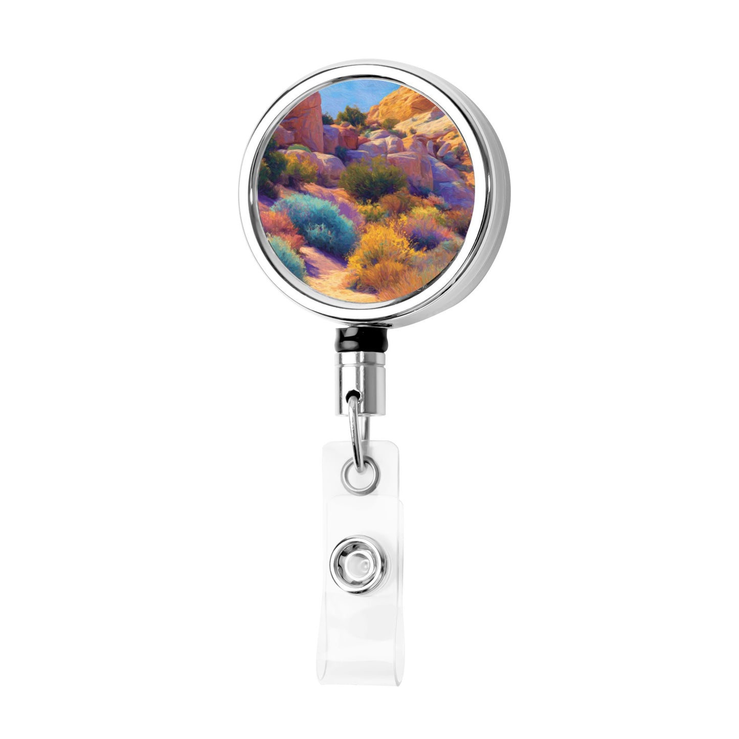 "Desert Beauty" Creative Retractable Badge Reel | Unique and Artistic Desert Landscape Design, Functional and Stylish